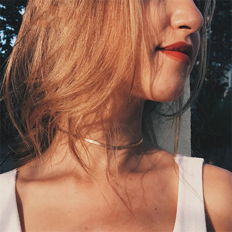 Set 2 Vòng cổ Mạ Vàng Bằng Thép Không Gỉ Thời Trang Cá Tính Cho Nữ