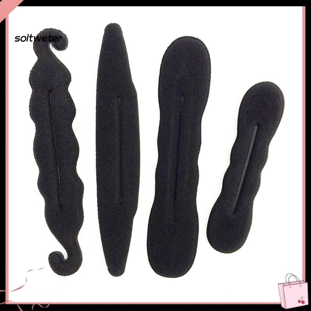 Bộ 4 Dụng Cụ Tạo Kiểu Tóc Hình Bánh Donut Bằng Xốp Tiện Dụng Cho Nữ