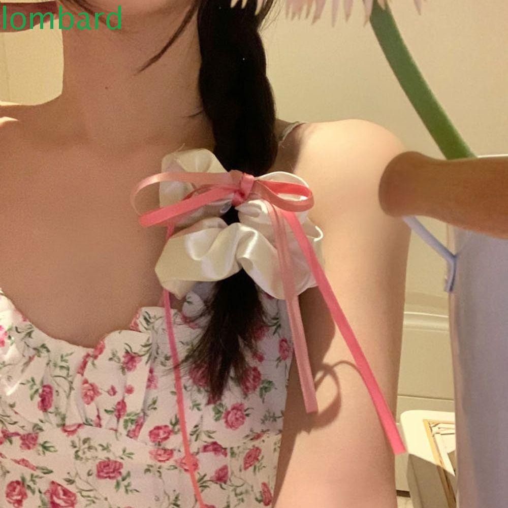LOMBARD Dây Buộc Tóc Co Giãn Đính Nơ Ruy Băng Thanh Lịch Cho Nữ