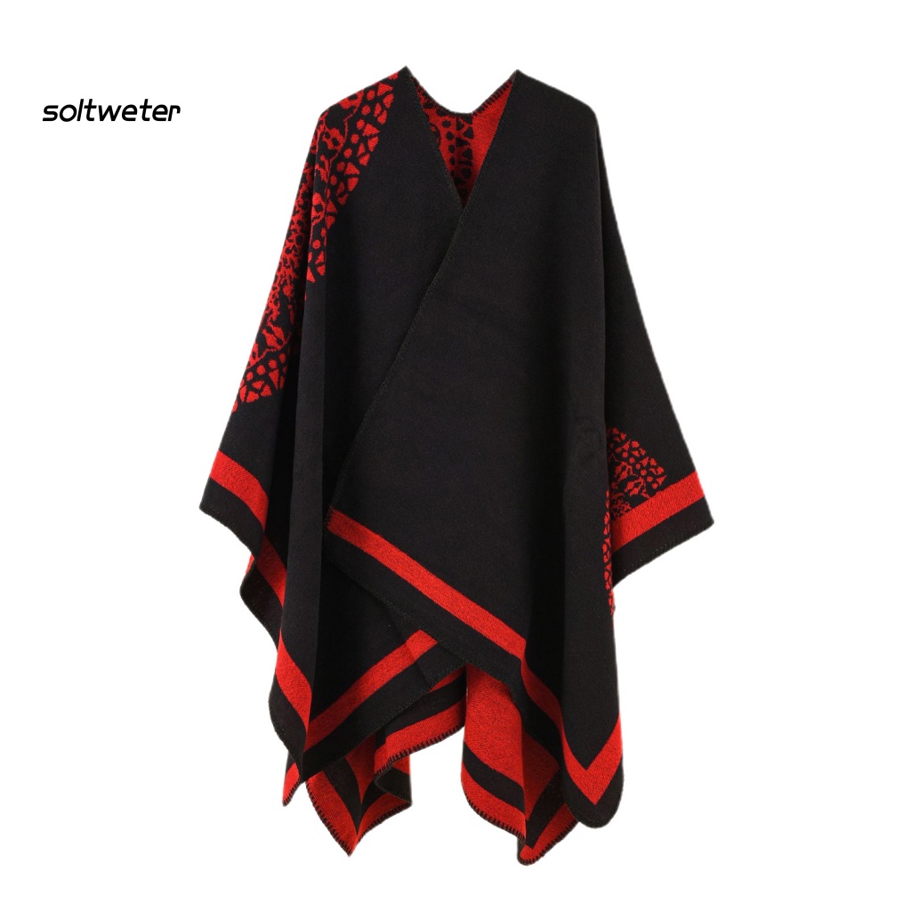 St Áo Khoác Poncho Dày Ghép Vải Cashmere Mềm Mại Có Thể Chạm Vào Thời Tiết Lạnh Cho Nữ