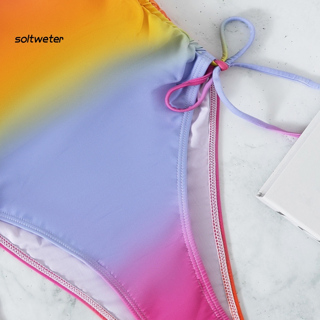 St Bộ Đồ Bơi Bikini Một Mảnh Dây Rút Màu Gradient Dành Cho Nữ