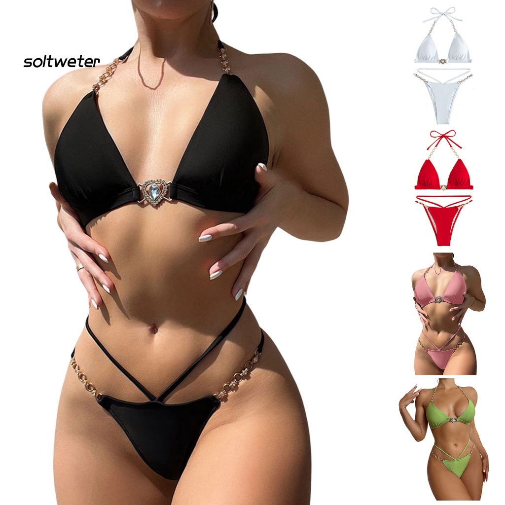 1 Bộ Đồ Bơi Hai Mảnh Cổ Chữ V Có Mút Đệm Ngực Thời Trang Mùa Hè Quyến Rũ Dành Cho Nữ