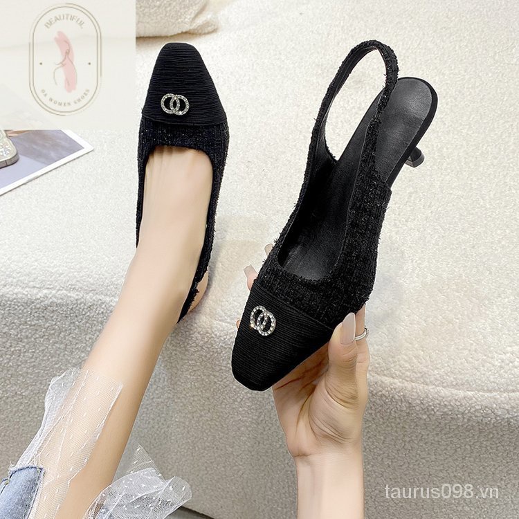Sandal Cao Su PU Gót Vừa Phong Cách Thời Trang Mới 2023