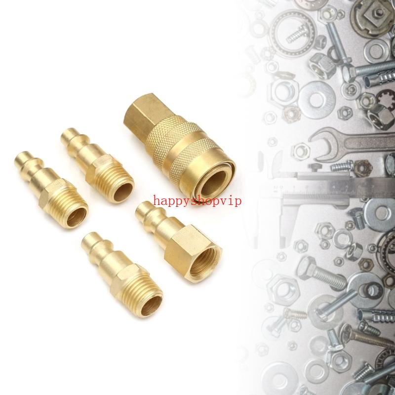 Bộ 5 Đầu Nối Không Khí Bằng Đồng Thau Cứng Chuyên Dụng