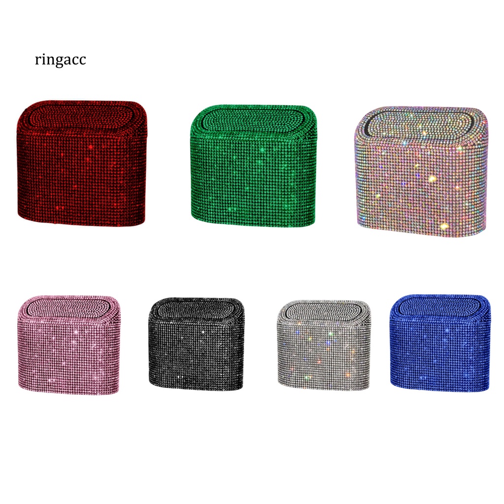 Rga Hộp Đựng Rác Đính Đá Lấp Lánh Hình Vuông Tiện Dụng Cho Xe Hơi