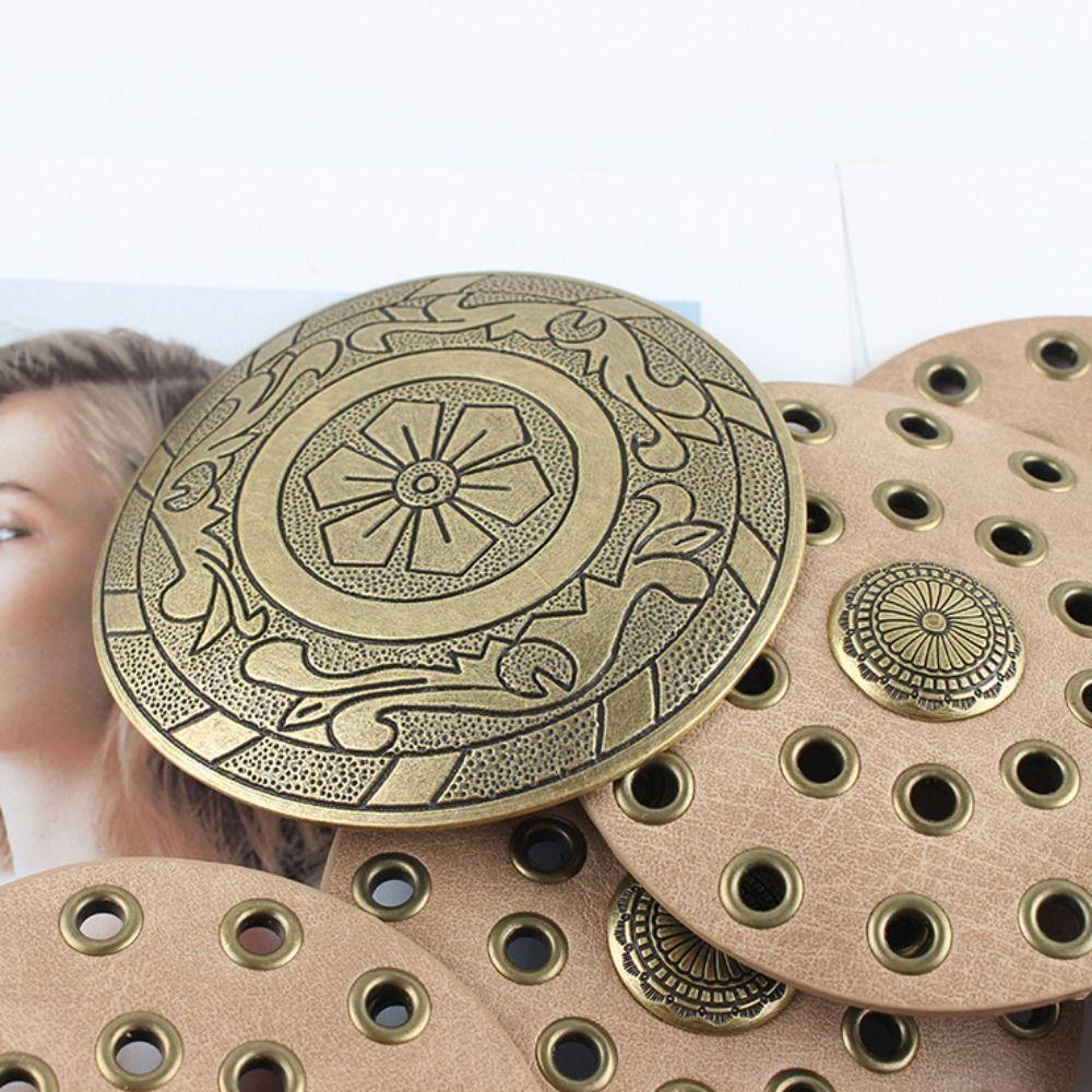 CLEVER Thắt Lưng Da PU Y2K Khóa Tròn Rỗng Phong Cách Phương Tây Cổ Điển Cho Nữ