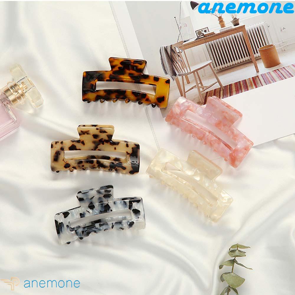 ANEMONE Kẹp Tóc Càng Cua Họa Tiết Da Báo Bằng Acrylic Phong Cách Retro Hàn Quốc Cho Nữ