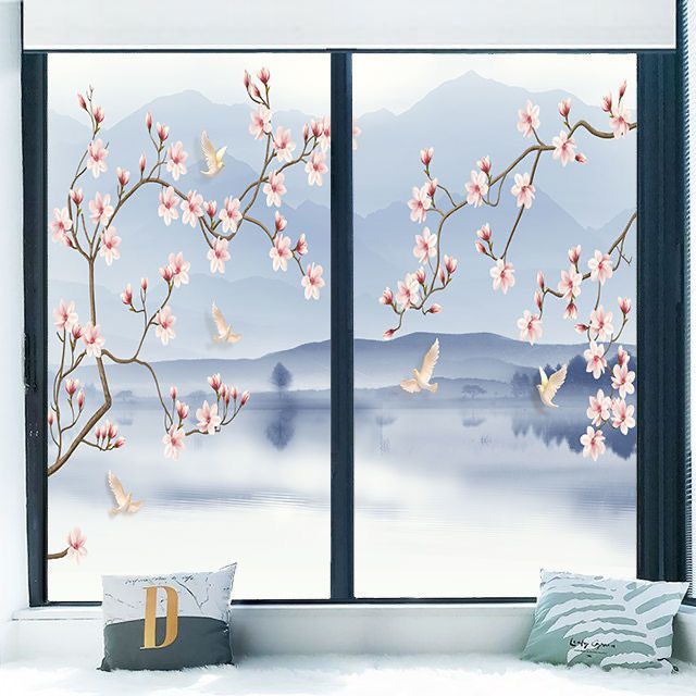 Xl / XXL Nhãn Dán Cửa Kính Mờ Nhẹ Chống Nhìn Trộm Phong Cách Trung Hoa Cho Phòng Khách / Phòng Tắm