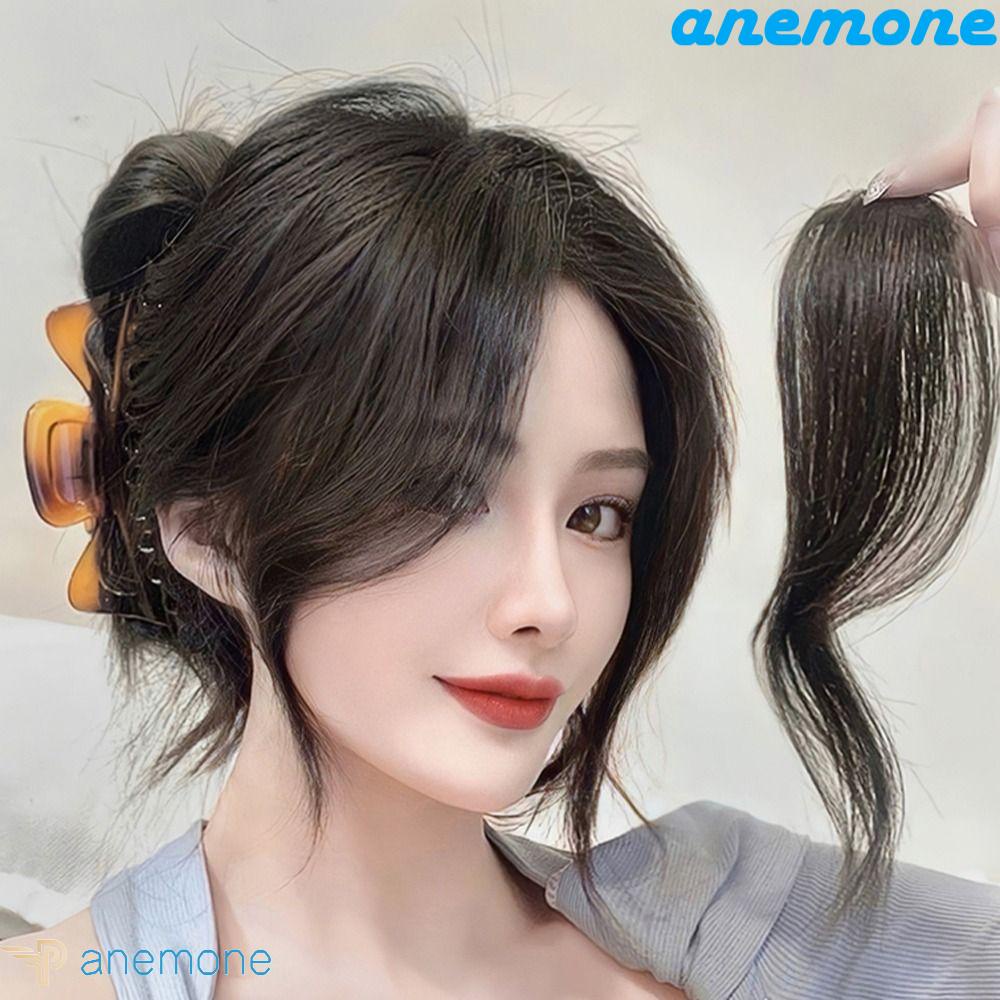 ANEMONE Tóc Giả Kẹp Trán Bằng Sợi Chịu Nhiệt Màu Đen Dễ Phối Đồ Chất Lượng Cao Cho Nữ
