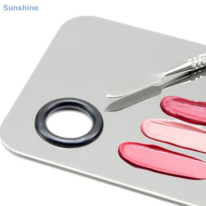 Bộ Bảng Trộn Màu Trang Điểm Móng Tay Bằng Thép Không Gỉ Kèm Thìa Tiện Dụng