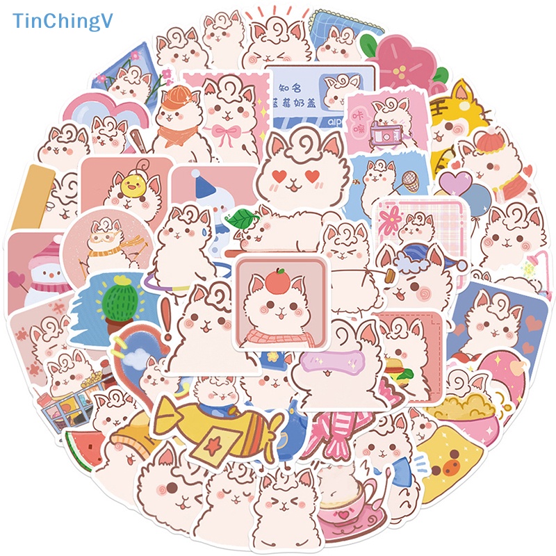 Bộ 50 Miếng Dán Trang Trí Xe Hơi / Guitar / Laptop Họa Tiết Lạc Đà Hoạt Hình Dễ Thương
