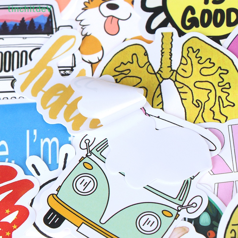 Bộ 50 Đề Can Họa Tiết Hoạt Hình Dễ Thương Dùng Trang Trí Vali / Laptop / Xe Đạp / Xe Hơi DIY