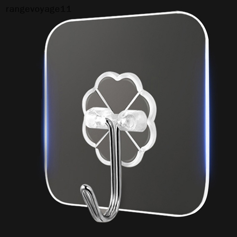 Set 10 Móc Treo Đồ Dán Tường Bằng Thép Không Gỉ Trong Suốt Đa Năng