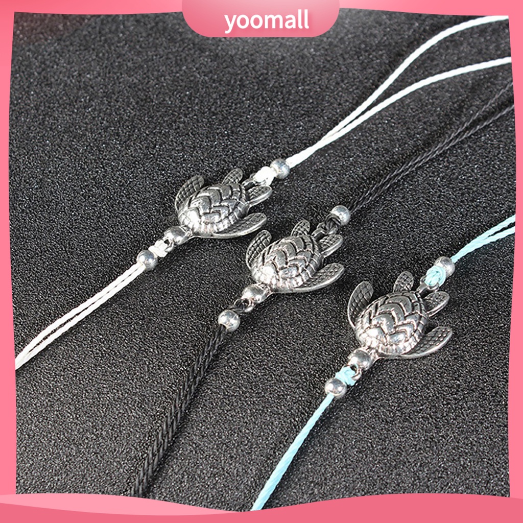 Set 3 Lắc Chân Mặt Hình Rùa Nhiều Màu Sắc Thời Trang Cho Nữ