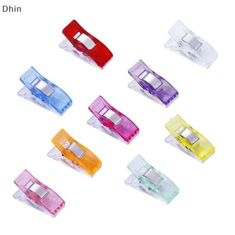 [Dhin] 50Pcs Colorful Sewing Craft Quilt Binding Sewing Clips Plastic Clips Clamps Pack COD