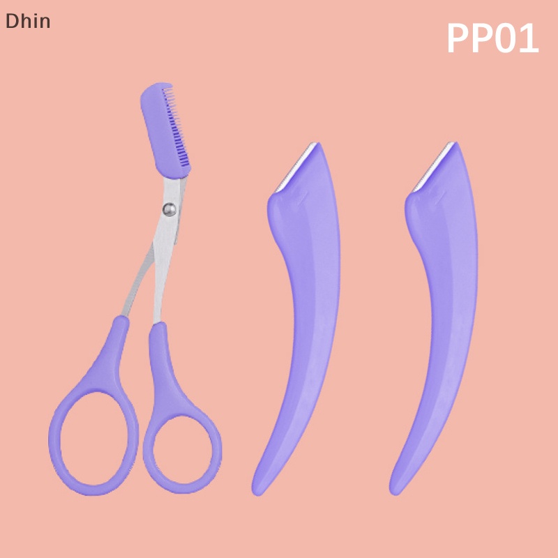 [Dhin] 1/2/3pcs Eyebrow Trimming Eyebrow Face Razor For Women Eyebrow Scissors With Comb Brow Trimmer Scraper COD