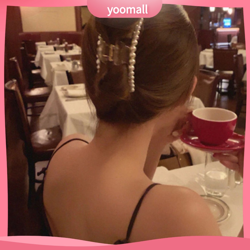 Kẹp Tóc Càng Cua Lớn Bằng Nhựa Đính Ngọc Trai Nhân Tạo Xinh Xắn