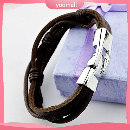 Vòng Tay Giả Da Nhiều Lớp Thời Trang Cho Nam