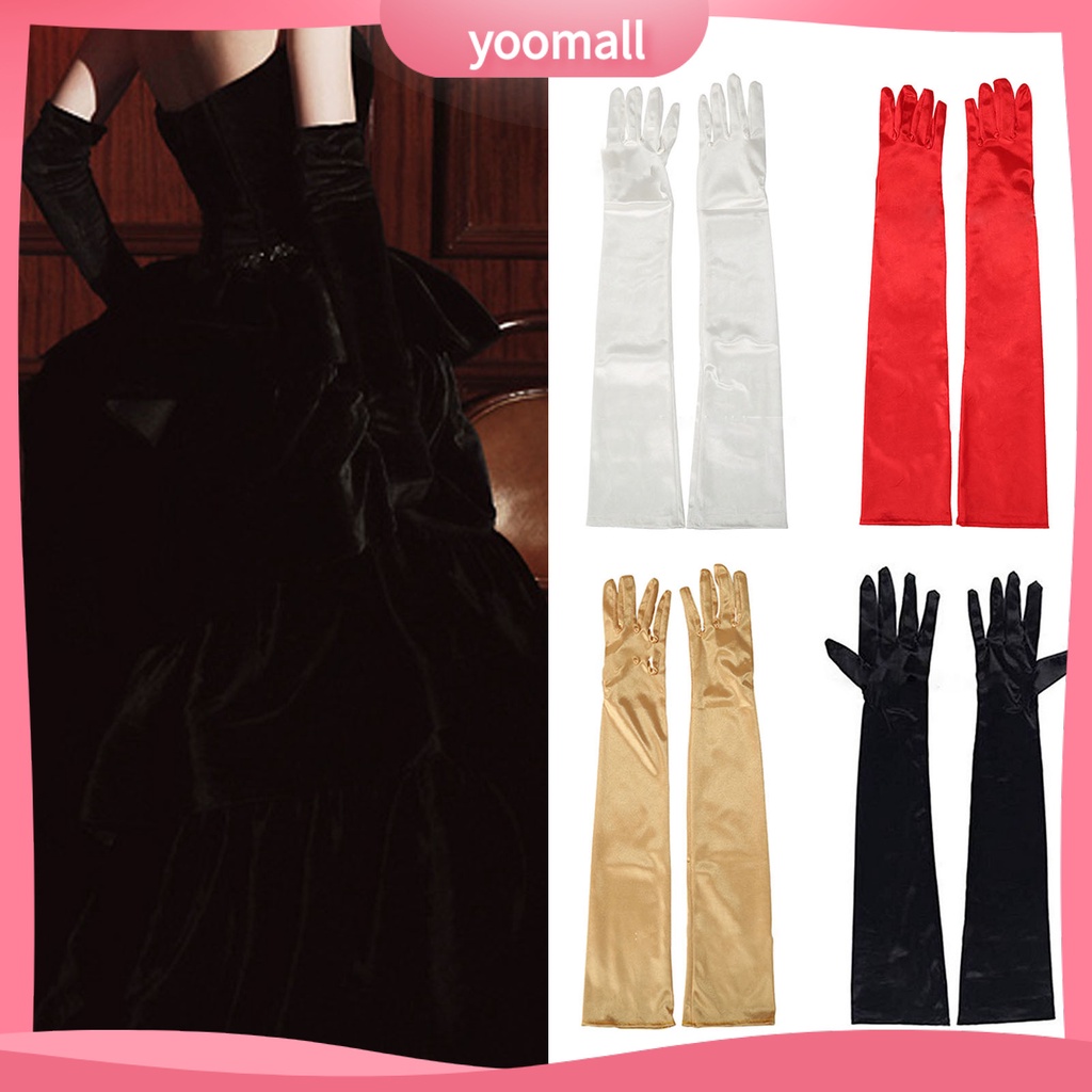 1 Đôi Găng Tay Dài Đến Khuỷu Tay Bằng Vải Satin Siêu Mềm Co Giãn Không Phai Màu Trang Trí Tiệc Cưới Cho Nữ