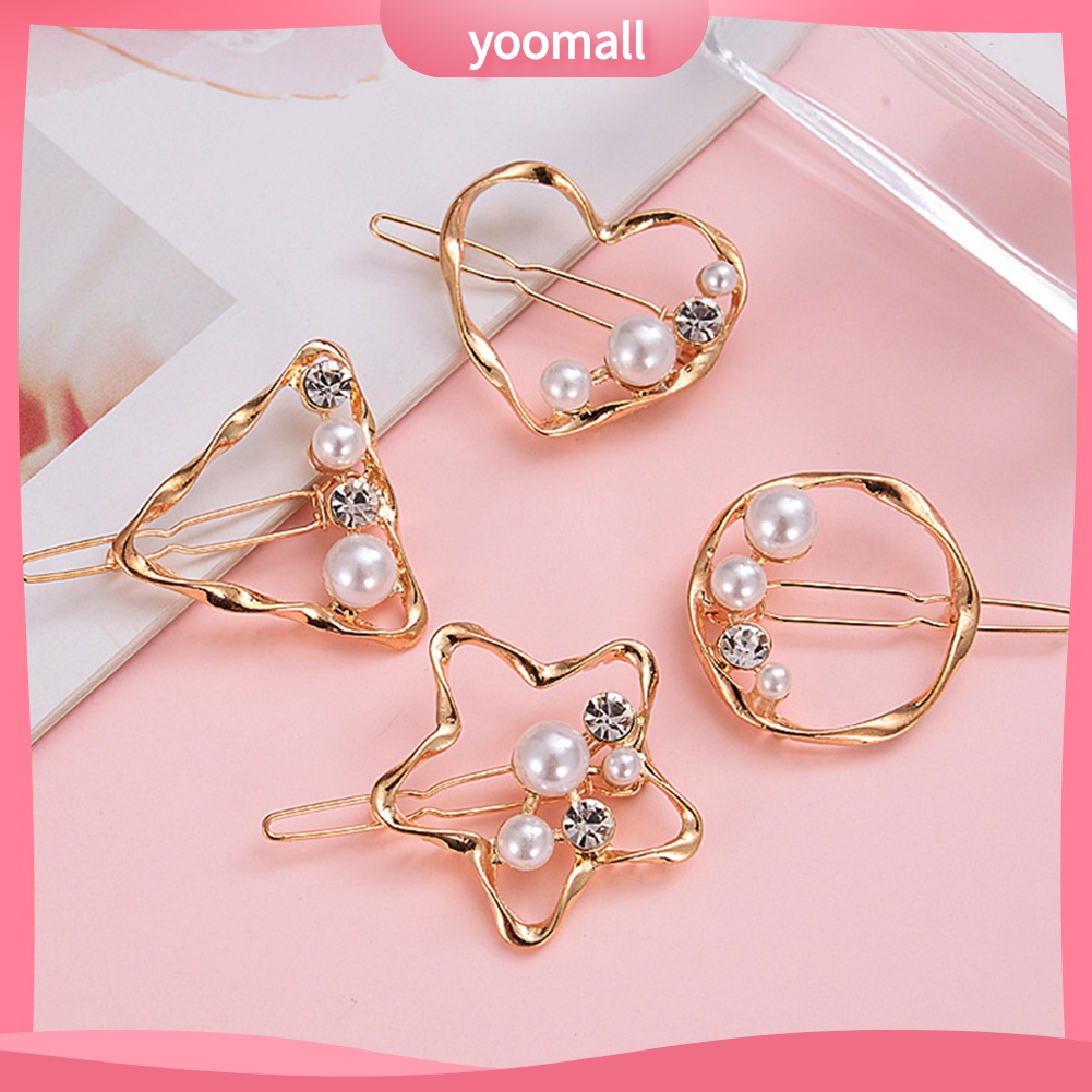 Kẹp Tóc Đính Ngọc Trai Giả Họa Tiết Trái Tim Thời Trang Cho Nữ