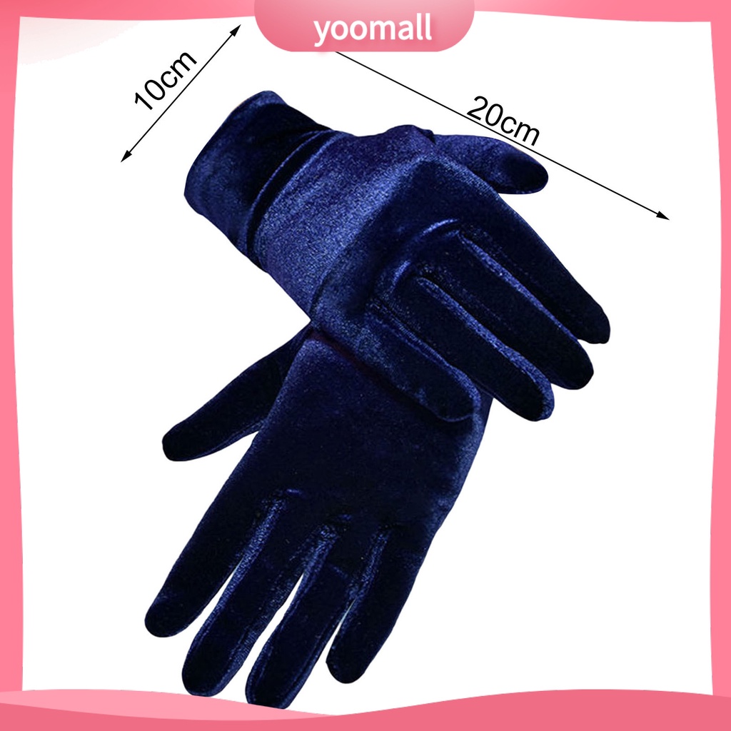 [YM] Găng Tay Ngắn Vải Flannel Ấm Áp Thoáng Khí Độ Co Giãn Cao Chống Mài Mòn Trang Trí Tiệc Tối Phong Cách Vintage