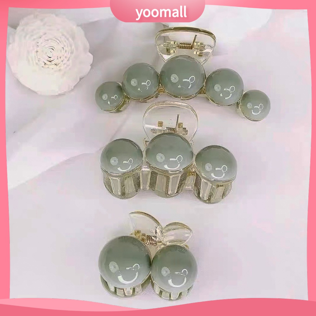 Kẹp Tóc Càng Cua Đính Hạt Acrylic Màu Xanh Lá Tối Giản Thanh Lịch Dễ Phối Đồ Thời Trang Cho Nữ