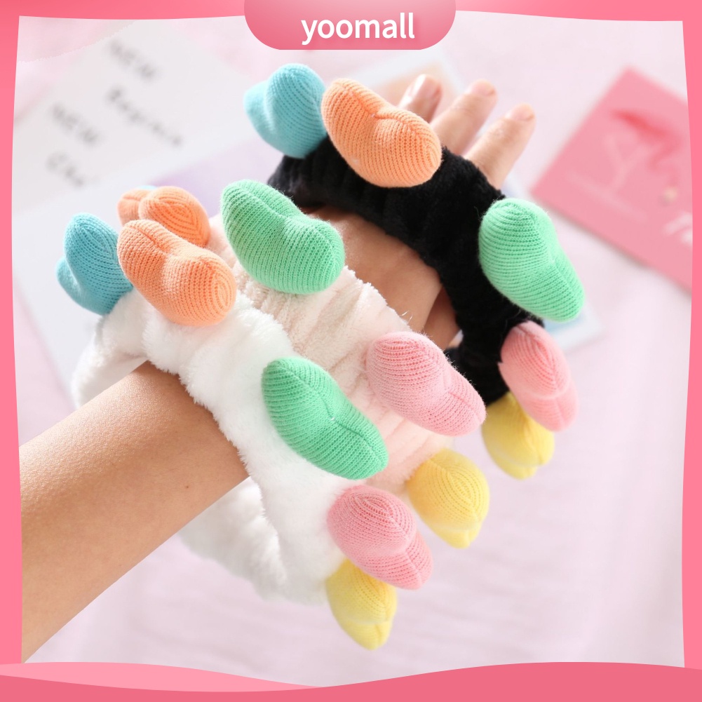 Băng Đô Rửa Mặt / Trang Điểm Co Giãn Mềm Mại Hình Trái Tim Dễ Thương Cho Nữ