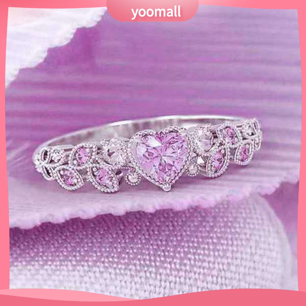 Nhẫn Đính Hôn Đính Đá Hình Trái Tim Tinh Tế Dành Cho Nữ