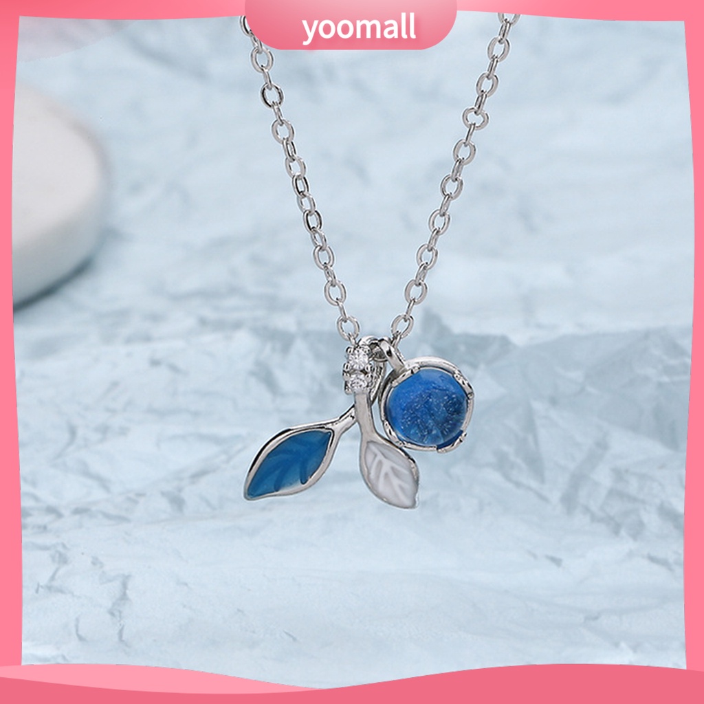 [YM] Vòng cổ Mặt Hình Học Tráng Men Đính Đá Zirconia Màu Sáng Có Thể Điều Chỉnh Mặt Lá Mùa Thu Xanh Dương Biển Quà Tặng Cho Bạn Gái