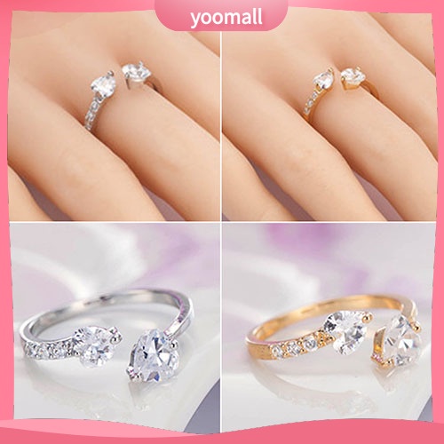 Nhẫn Đồng Đính Đá Hình Trái Tim Xinh Xắn Cho Nữ