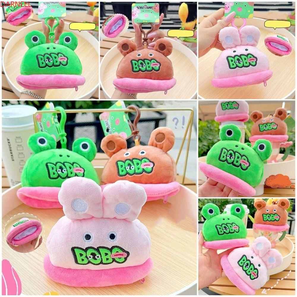 DARNELL Ví Đựng Tiền Xu Hình Chú Ếch Miệng To Nhồi Bông Vải Bông Mềm Mại Cho Bé Gái