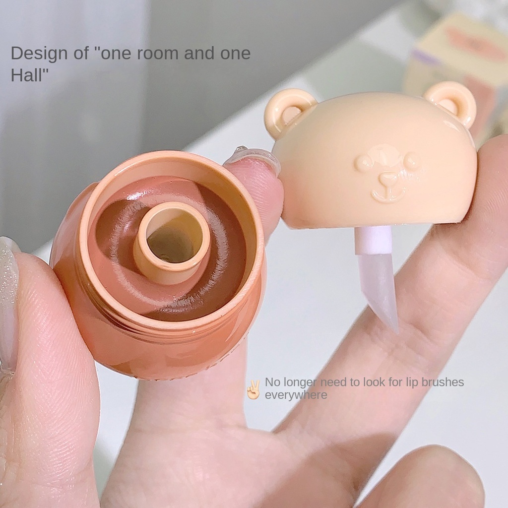 Son Bóng Dưỡng Ẩm Chống Nước Lâu Phai Thiết Kế Vỏ Son Hình Gấu Dễ Thương