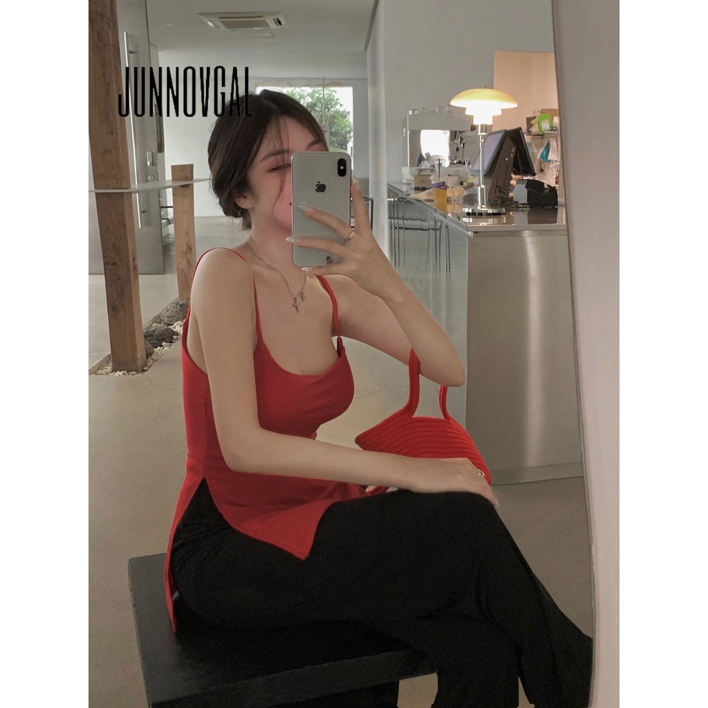 Áo nữ JUNNOVGAL không tay hai dây hở lưng có mút ngực sexy thời trang mới 2023