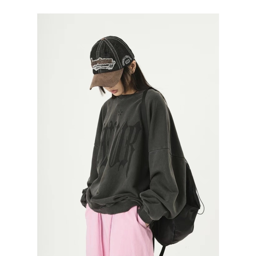 Mũ Lưỡi Trai Denim Thêu Chữ Phong Cách Retro Cho Cặp Đôi