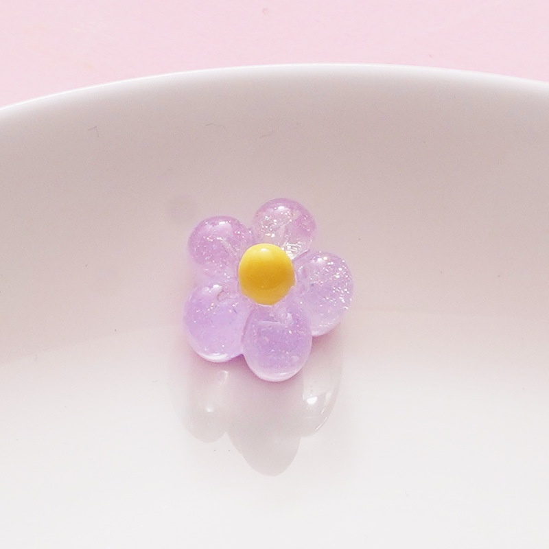 Set 10 Hoa Nhựa Trong Suốt Lấp Lánh Trang Trí Tóc / Điện Thoại DIY