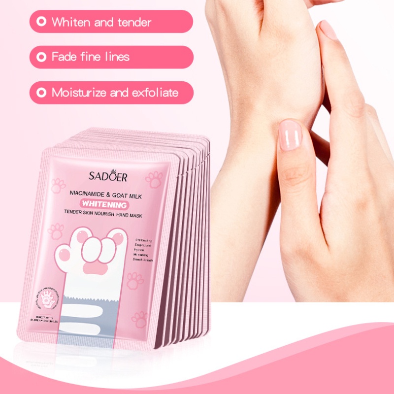 Mặt Nạ Dưỡng Ẩm Làm Trắng Da Tay Hình Chân Mèo 35g