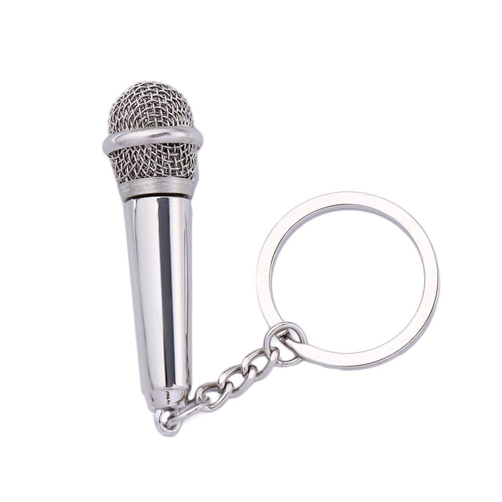 Móc Khóa Gắn Microphone Màu Bạc Thiết Kế Dễ Thương Dùng Làm Quà Tặng