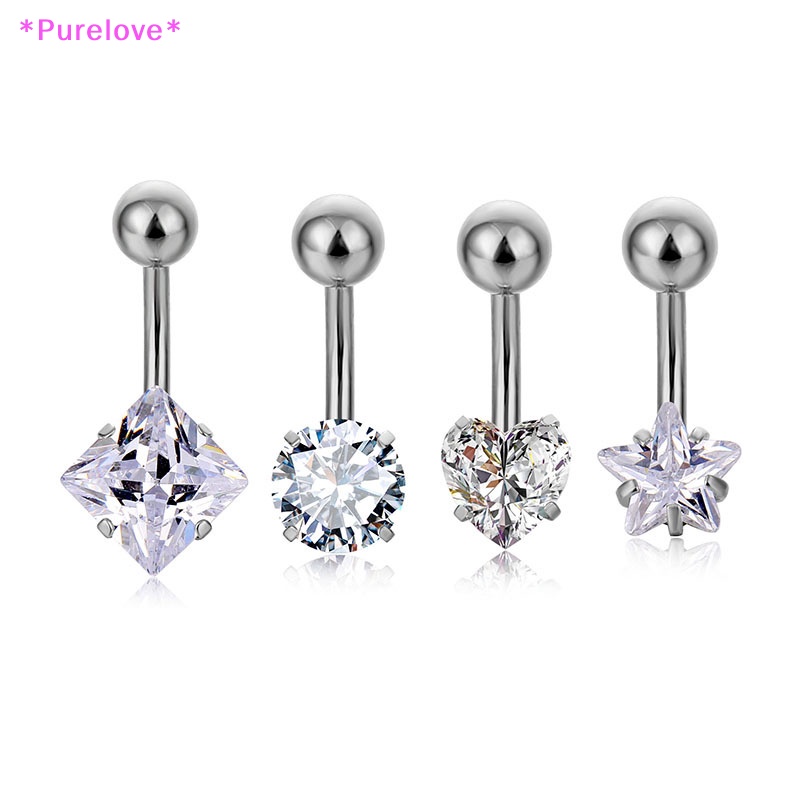 Khuyên Rốn Bằng Thép Không Gỉ Đính Đá Zircon Thời Trang Mới