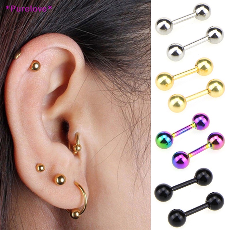 Khuyên Tai Dạng Thanh Tạ Bằng Thép Không Gỉ Chất Lượng Cao Mới
