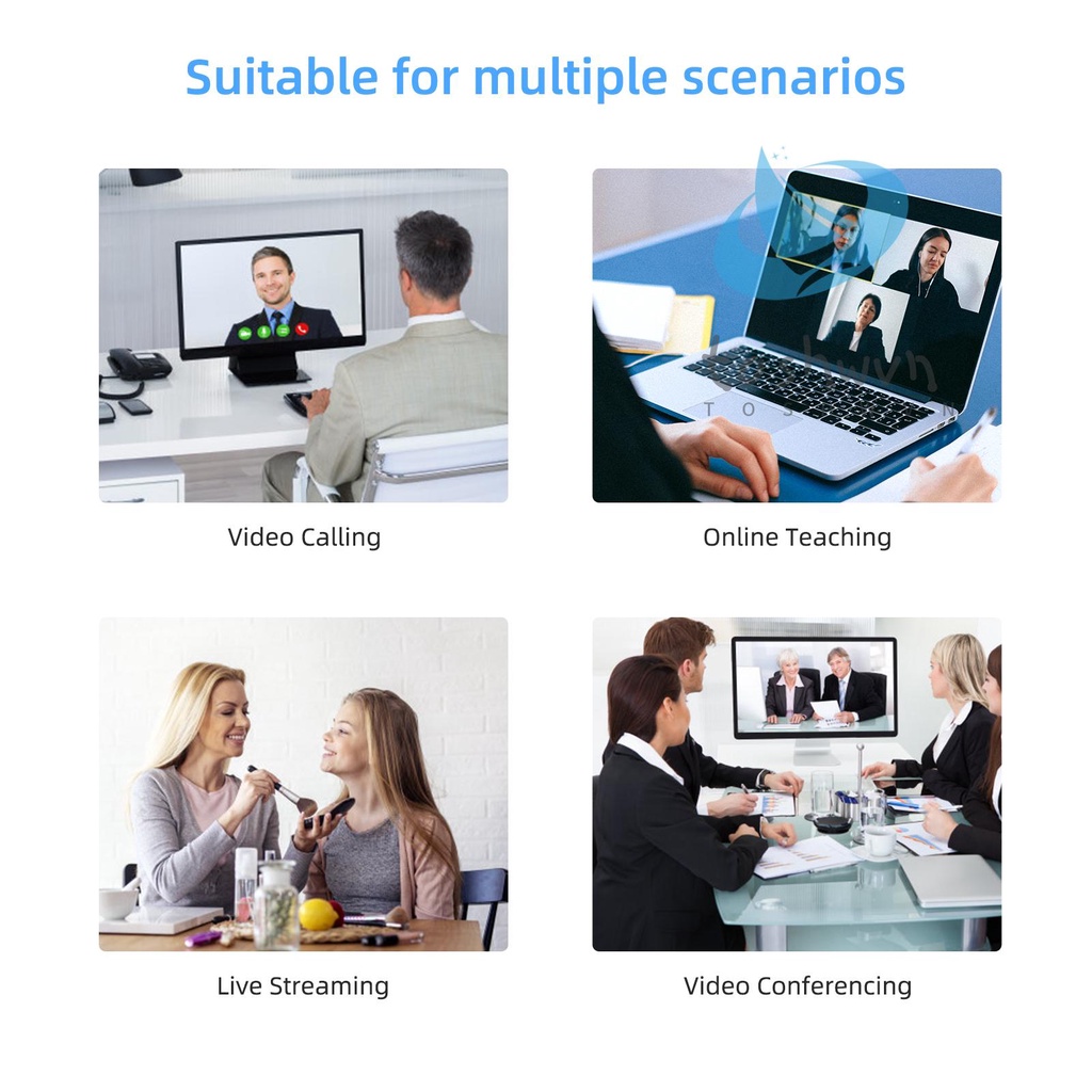 Webcam Full HD 1080P Có Vòng Đèn Cố Định Tích Hợp Micro USB Chuyên Dụng Cho Máy Tính Để Bàn / Laptop | BigBuy360 - bigbuy360.vn