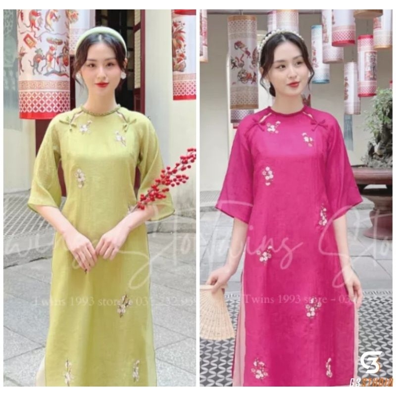 🌺Áo dài 4 tà dáng xuông thêu đẹp nhẹ nhàng mềm mại  họa tiết thêu cao cấp hàng may kĩ giá rẻ 🌷