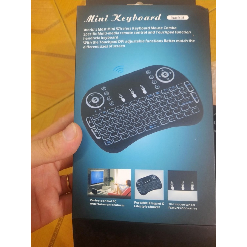 Chuột Bay Kiêm Bàn Phím Không Dây UKB500 i8 Cho Smart Tivi & Android Box, dùng pin AAA, có đèn led 7 màu