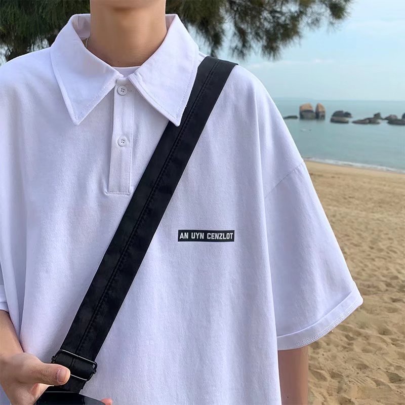 Áo Polo Cổ Bẻ Kiểu Hàn Quốc Nam, Màu Sắc Đơn Giản, Chất Liệu Cotton Thoáng Mát, Phong Cách Vintage Và Nghệ Thuật. Mẫu Áo Mới Cho Mùa Hè Này