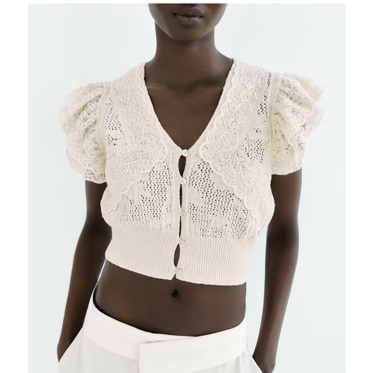 Zara Áo Dệt Kim Vải Lưới Thời Trang Mùa Hè Năng Động4331059