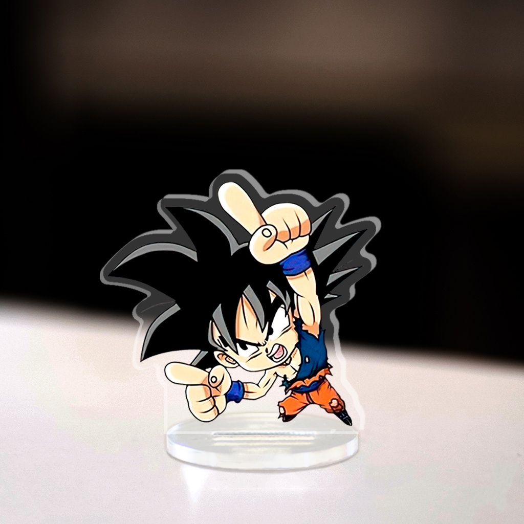 Mô hình Mini Son Goku Standee Chibi bảy viên ngọc rồng ma bư béo sên bọ hung rồng thần trang trí góc học tập cao 3cm