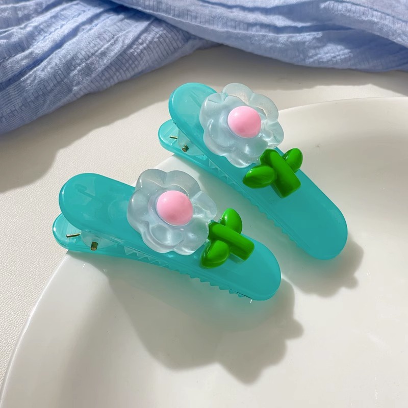Kẹp Tóc Hình Ngôi Sao / Trái Tim Màu Xanh Dương Dễ Thương Xinh Xắn