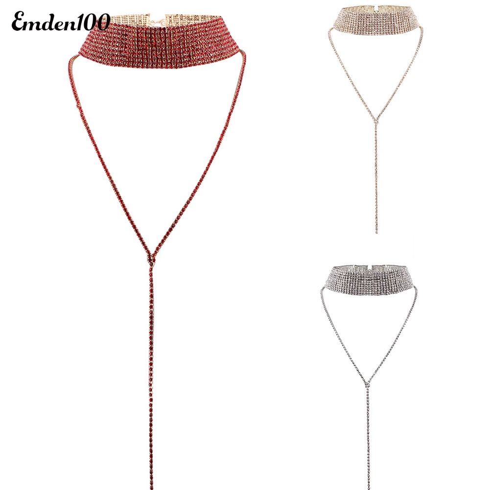 Vòng cổ Đa LớP PhốI Tua Rua ĐíNh Kim Cương Giả ThờI Trang Cho Nữ