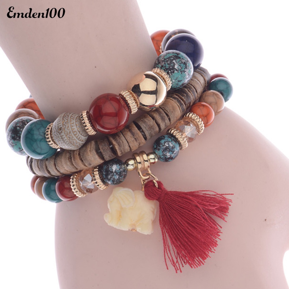 Bộ 3 Vòng Tay Chuỗi Hạt Phong Cách Bohemian Thời Trang