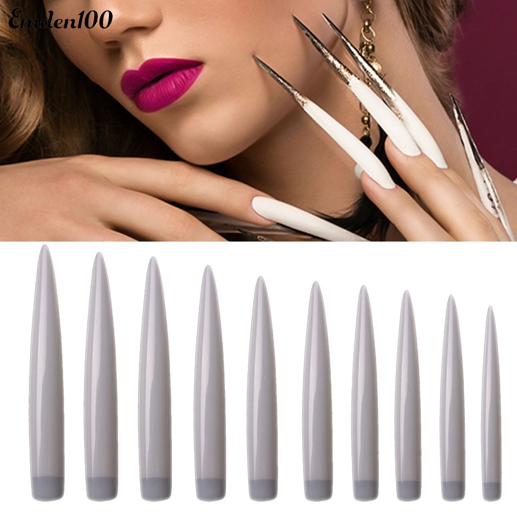 Bộ 10 Móng Tay Giả Hình Chữ V Siêu Mỏng Cho Salon