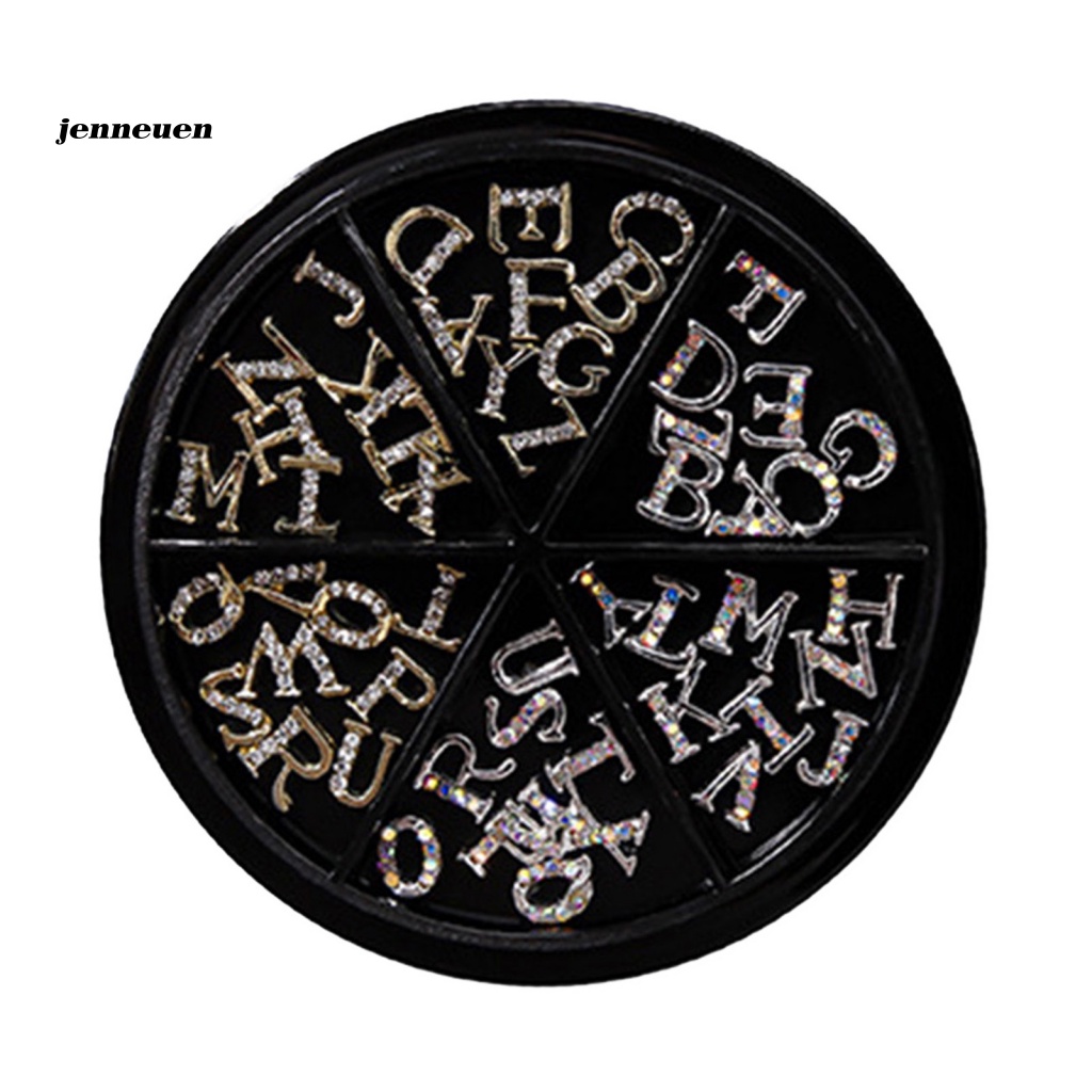 Set 26 Phụ Kiện Trang Trí Móng Tay / Móng Chân Chống Trượt In Chữ Đính Đá